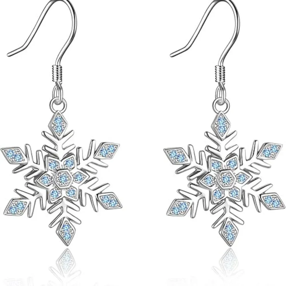 Neiman Marcus Sterling Silver Snowflake Christmas Earrings - Picture 4 of 4